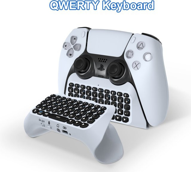 JYS-P5121 Drahtlose Bluetooth-Tastatur für PS5-Controller in Schwarz mit integriertem Lautsprecher für Voice-Chat und Texting - Bild 1