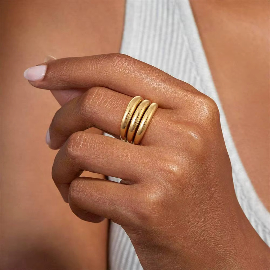 amofa Ring, Edelstahl, 18 Karat vergoldet, Gold, Damen, Verlobung - Bild 2