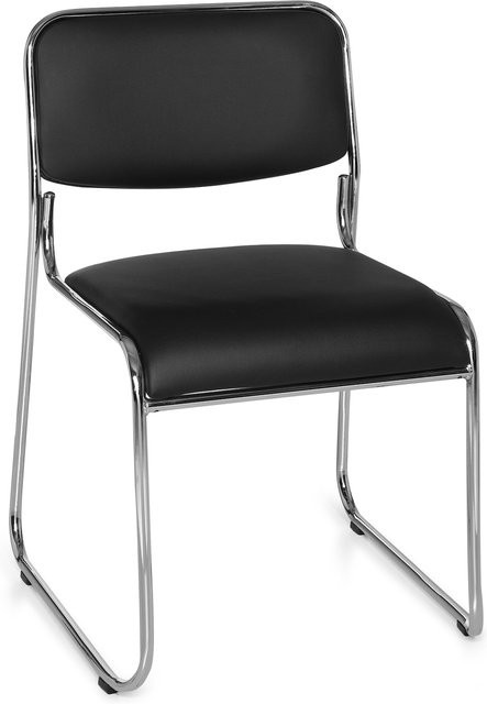 hjh OFFICE Besucherstuhl KOLTA Konferenzstuhl aus Kunstleder in Schwarz mit Stahlgestell - Bild 1