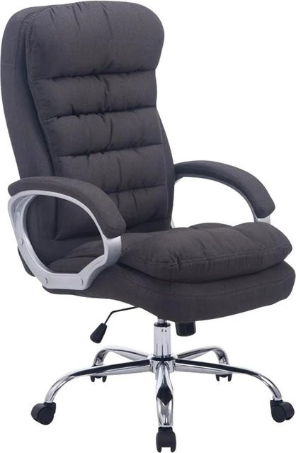 DELUKE Bürostuhl SOUK Ergonomischer Homeoffice Stuhl aus Stoff mit Chromoptik Gestell und Armlehnen, Dunkelgrau, B/T/H: 116 x 68 x 77 cm - Bild 1