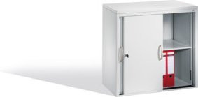 C+P Akten-Sideboard Acurado mit Schiebetüren in Lichtgrau, H: 72 cm, B: 80 cm, T: 40 cm - Bild 1