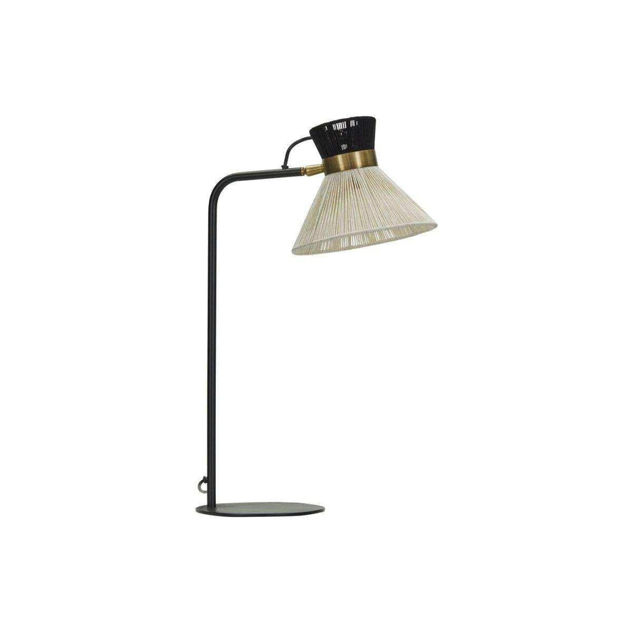 House Doctor Tischlampe aus Cord und Eisen in Schwarz mit Messingdetails, Höhe: 56 cm - Bild 1