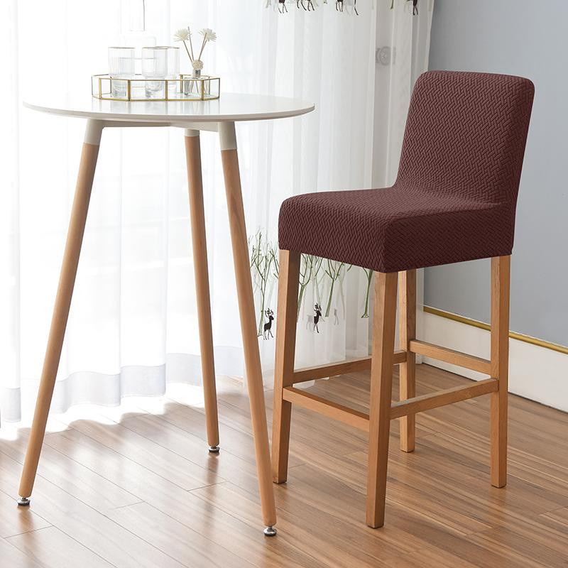 Yiran Furniture T-Jacquard Elastischer Stuhlbezug für Barhocker mit kurzer Rückenlehne, schmutzabweisend und kratzfest, Größe S - Bild 3