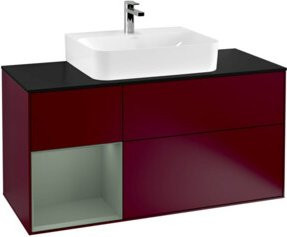 V&B Waschtischunterschrank Finion mit Wandbeleuchtung, Breite: 120 cm, Tiefe: 50,1 cm, Höhe: 50,1 cm, lackiert, Platinbraun - Bild 1