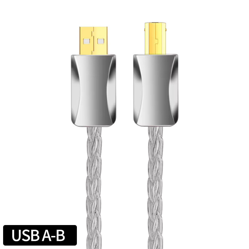 YYTCG USB-Audiodekodierungskabel aus Sterlingsilber mit USB-A-zu-B und USB-C-zu-B Anschlüssen für Soundkarten, Disc-Player und Mischpulte, Farbe: Silber - Bild 2