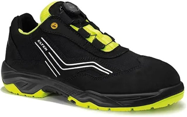 Elten Sicherheitshalbschuh Ambition Boa Low ESD S2 aus Nubukleder in Schwarz-Gelb, Größe 48 - Bild 1