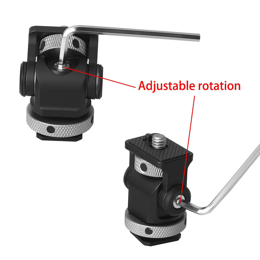 sgrium DSLR-Kameraklemme in Schwarz: Verstellbare Monitorhalterung mit Kaltschuh, Anti-Twist-Funktion und 1/4 Zoll Schraube für Monitor, Blitzlicht oder DIY-Befestigungen - Bild 3