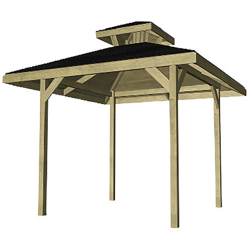 WEKA Gartenlaube 651 Pavillon mit Dachaufsatz und Pfostenankern in Braun, B/T/H: 380 x 380 x 335 cm - Bild 3