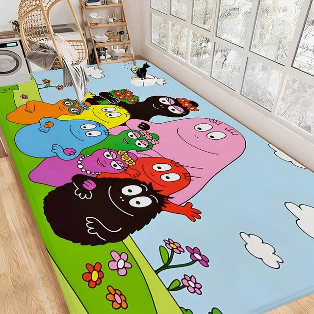 Barbapapa Familie Cartoon Fußmatte im Nordic Stil, rutschfest, Multicolor - Bild 1