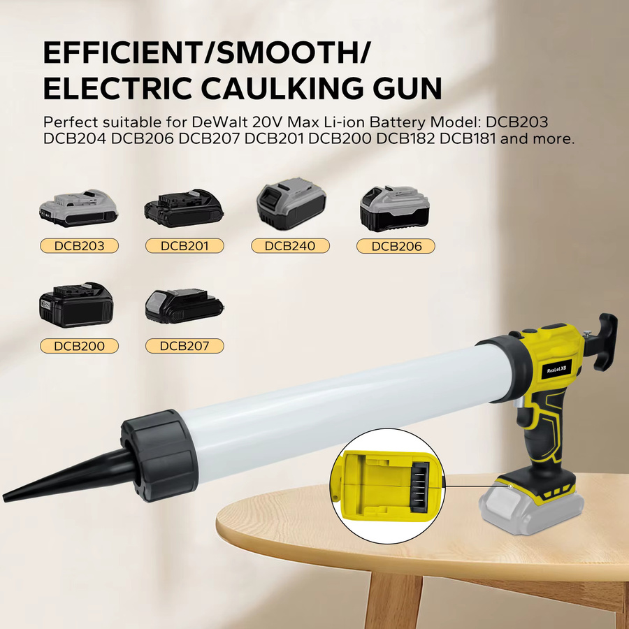 DeWalt Kabellose elektrische Kartuschenpistole für Silikon und Dichtstoffe mit 4 einstellbaren Geschwindigkeiten, passend für 600ml Kartuschen und DeWalt 20V Akku - Bild 2