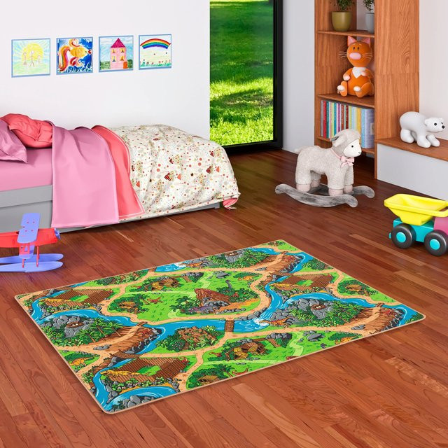 Snapstyle Kinder Spiel Straßenteppich Türkis, B/T: 140 x 200 cm - Bild 1