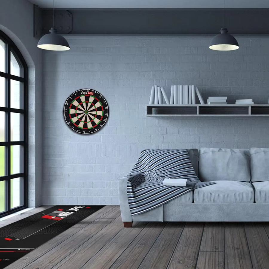 VIKAMA Rutschfeste Dartmatte mit Distanzmarkierungen in Schwarz für Indoor-Outdoor-Dartspiele - Bild 3