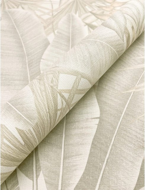 Newroom Vliestapete Bamba in Creme und Beige mit Dschungel- und Naturmotiv, modern und floral gestaltet - Bild 1