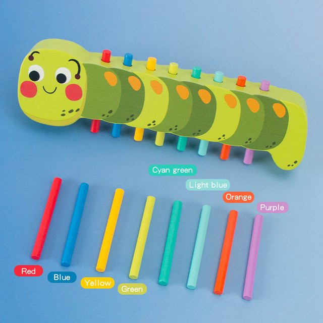 Tlewj Holz-Raupen-Farbabstimmungsspiel, Lernspielzeug, Bunt / Mehrfarbig - Bild 1