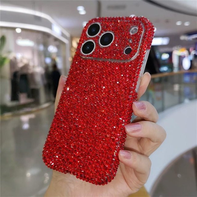 North Horizon Bling Diamant Case mit Glitzer und Strass für iPhone 11 bis iPhone 17 Pro Max, Farbe: Rot - Bild 1