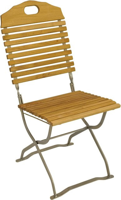 DEGAMO Kurgarten Stuhl BAD TÖLZ, klappbare Gartenstühle aus verzinktem Flachstahl und Robinie, 2er Set, Braun - Bild 1