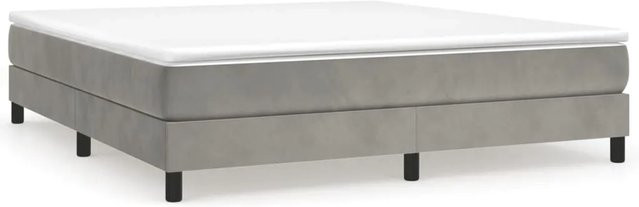 vidaXL Boxspringbett mit Matratze in Hellgrau aus Samt, Hybrid-Modell mit Taschenfederkern, B/T: 160 x 200 cm - Bild 1