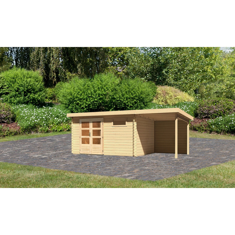 Karibu Holz-Gartenhaus Ängelholm mit Pultdach in Natur, Unbehandelt, B: 370 cm, T: 280 cm, H: 222 cm - Bild 2