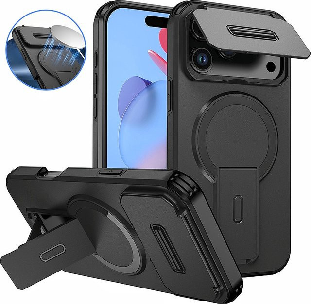 Rüstung Funda Schutzhülle mit Kamera-Objektivschutz und kabelloser Ladefunktion für Apple iPhone 17 Pro Max und iPhone 17 Pro Air, Schwarz - Bild 1