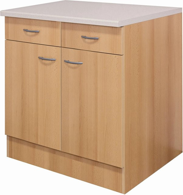 Flex-Well Classic Küchen-Unterschrank Nano in Buche Nachbildung Braun B/T/H: 80 x 60 x 85 cm - Bild 1