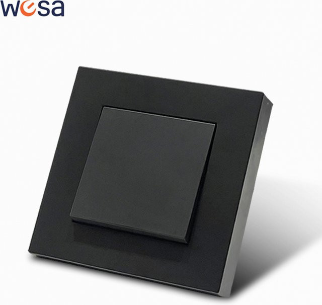 WESA 1-Wege-Wandwippschalter Ein/Aus in Schwarz mit Sprühkunststoffplatte, flammhemmender EU-Standard Lichtschalter - Bild 1