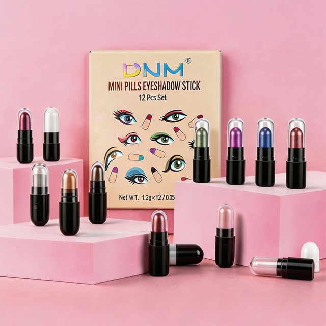 DNM Make-up-Set, 12 Kapsel-Lidschattenstifte, perlmuttartig, glänzend - Bild 1