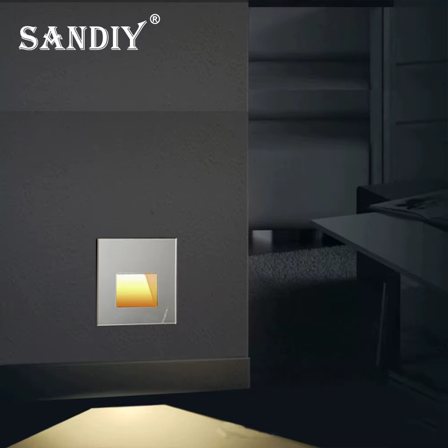 Sandiy Wandeinbauleuchte mit Bewegungssensor für Treppen und Flure, Quadratische Nachtlampe in Weiß und Grau, Warmweiß - Bild 3