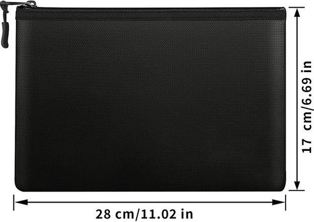 Binchi Outdoor Product Feuerfeste und wasserdichte Dokumententasche mit Reißverschluss als Organizer für Ausweise, Zertifikate und Bargeld in Schwarz oder Weiß - Bild 1