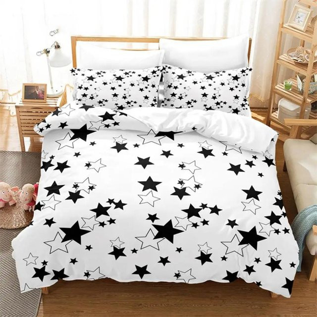 Flylo Bettwäsche-Set mit Sternen-Design, 3-teilig, Weiß, B/H: 150 x 200 cm - Bild 1