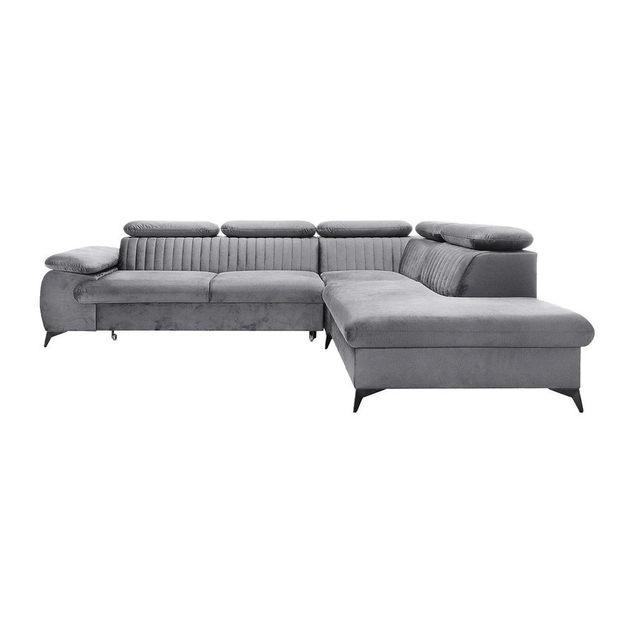 Schlafsofa Samara von Pascal Morabito in Lichtgrau mit L-Form und Samtbezug, Breite: 275 cm - Bild 2