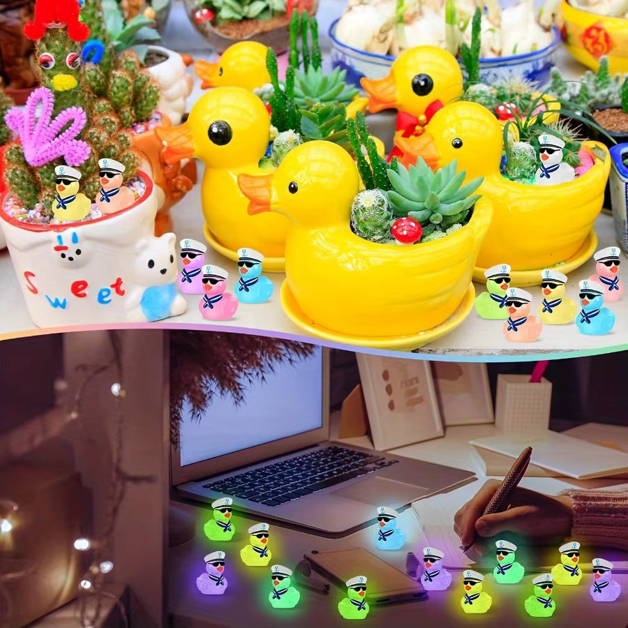 XYTLEZONE Mini-Kreuzfahrt-Ente aus Kunstharz mit Sonnenbrille, im Dunkeln leuchtende Matrosen-Ente in Multicolor - Bild 3
