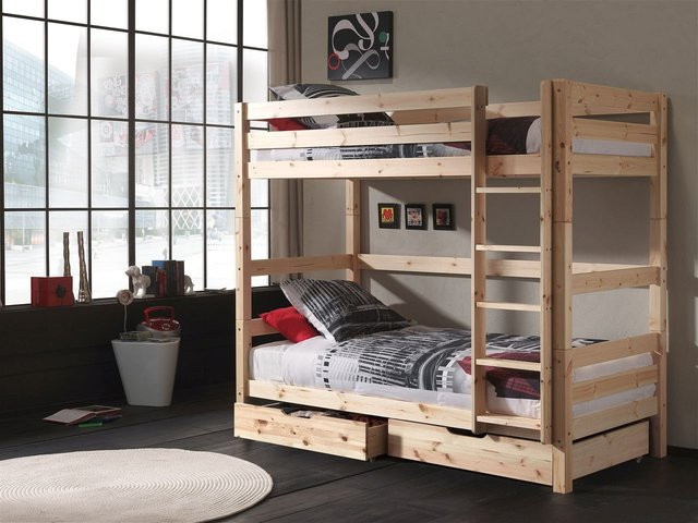 Vipack Etagen-Hochbett Pino aus massivem Kiefer, braun, B/T/H: 90 x 200 x 182 cm - Bild 2