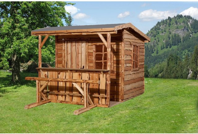 Weka Gartenhaus 820 A Gr.1 aus nordischem Nadelholz in Natur mit Theke und Sitzgelegenheit - Bild 1