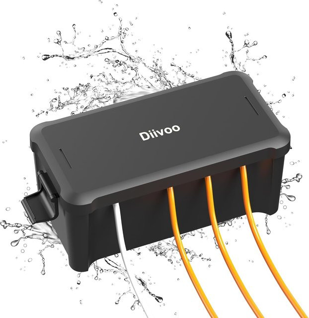 Diivoo wasserdichte elektrische Box für den Außenbereich mit Kabelanschluss und Steckdose in Schwarz - Bild 1