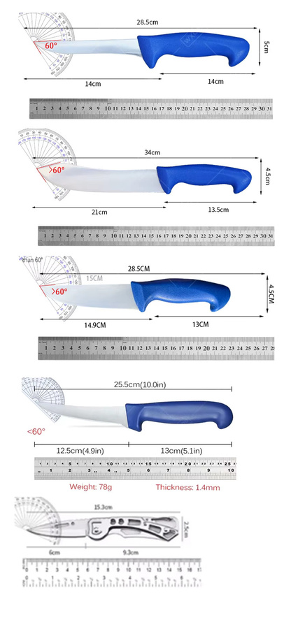 WXCOO Professionelles Ausbeinmesser aus handgeschmiedetem Edelstahl in Silber und Blau - Bild 6