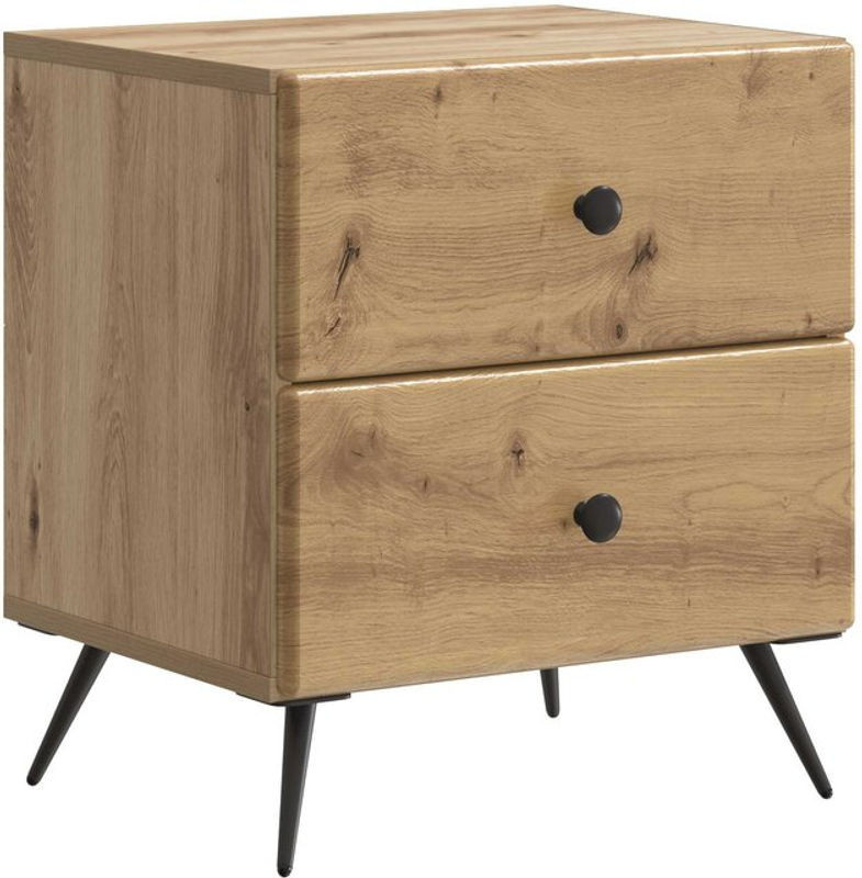 Nachttisch vidaXL in Eiche Natur und Beige aus Holzwerkstoff, B/T/H: 43 x 34,5 x 47,5 cm - Bild 1