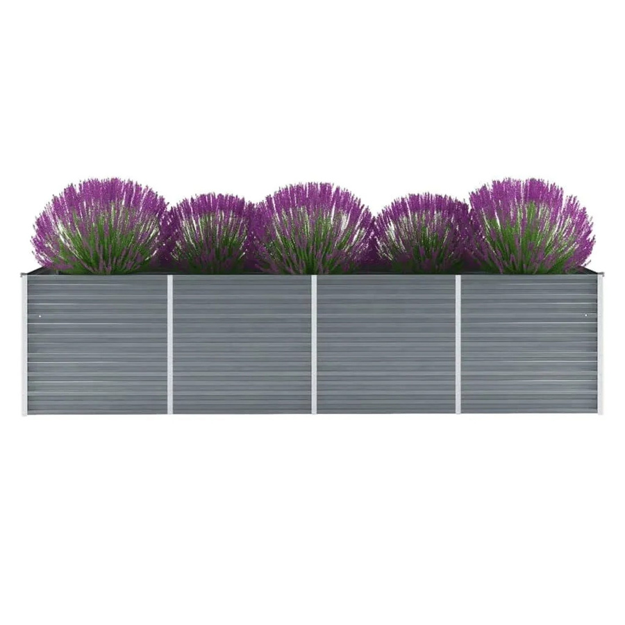 DELUKE Hochbeet OSKAR aus verzinktem Stahl in Grau für Garten, Terrasse und Balkon, B/T/H: 320 x 80 x 77 cm - Bild 2