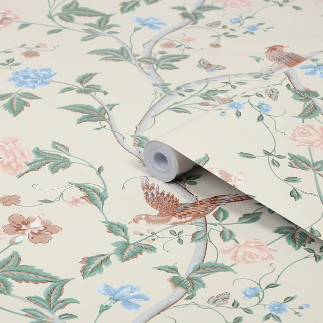 Laura Ashley Vliestapete Summer Palace in Sage, Apricot und Beige, FSC-zertifiziert - Bild 1