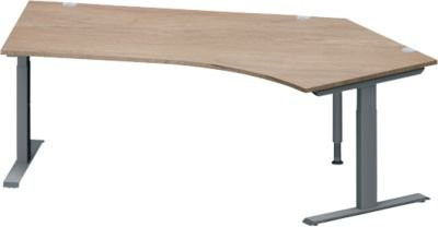 Schäfer Shop Genius Winkelschreibtisch MODENA FLEX in Eiche und Anthrazit mit 135 Grad Winkel rechts, T-Fuß Rechteckrohr und Kabeldurchlass, B: 216,5 cm, T: 80/80 cm, H: 65-85 cm - Bild 1