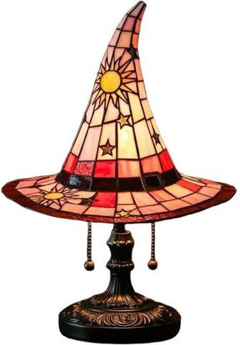 Aunel Hexenhut Tischlampe aus Buntglas und Harz in Rot und Multicolour für Halloween und Schlafzimmer - Bild 1