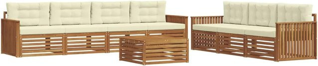 vidaXL Outdoor-Sofagarnitur 8-teilig aus Akazienholz mit Kissen in Natur und Creme - Bild 1