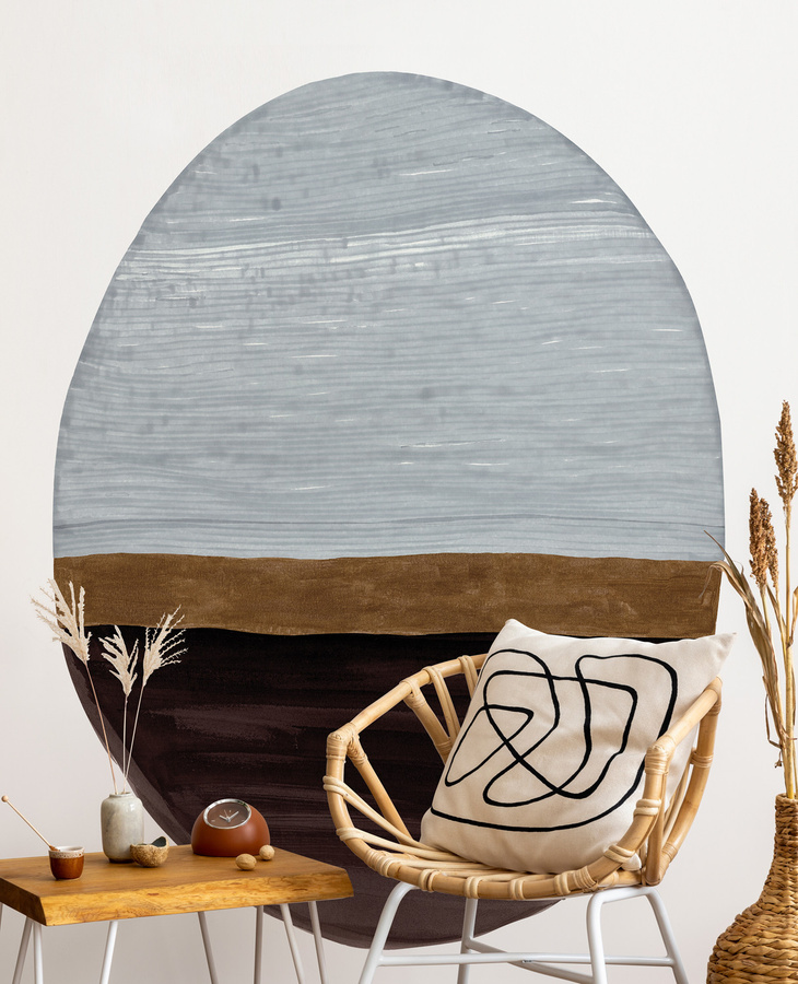 Tenue de Ville Wandbild Totem Frost – Abstraktes modernes Textilbild in Mehrfarbig in Ovaler Form - Bild 1