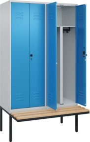 C+P PSA Doppel-Spind Classic PLUS Sitzbank mit 4 Abteilen, Buche-Hartholz und Sicherheits-Drehriegel, B/T/H: 212 x 120 x 81,5 cm - Bild 1