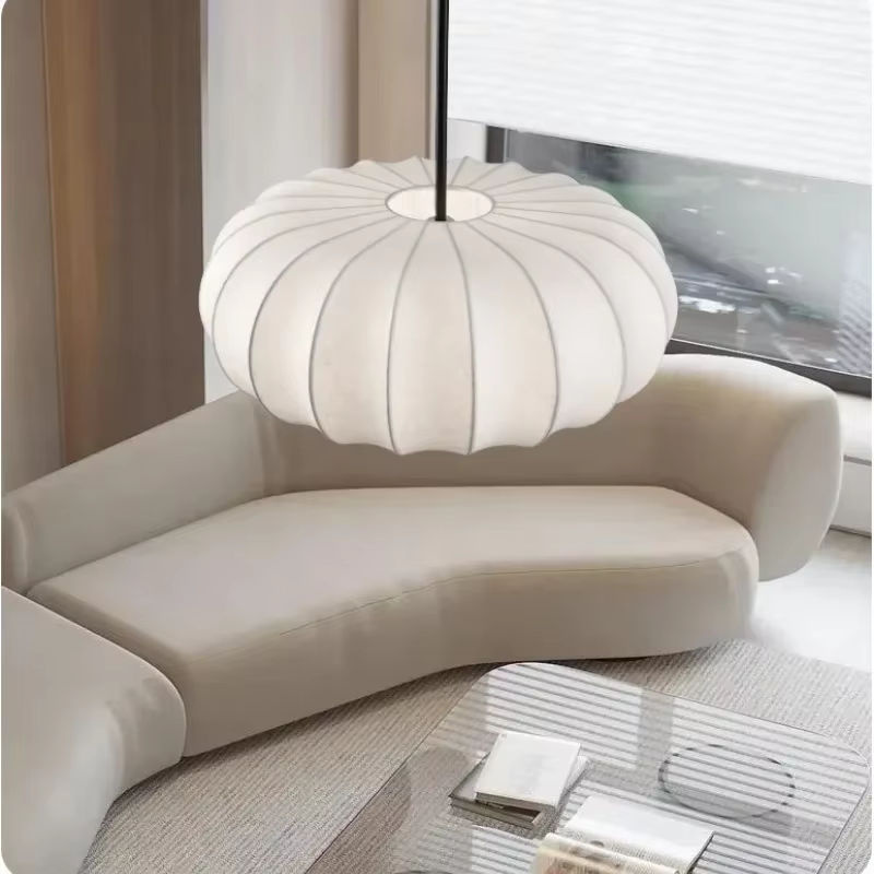 Claeted Japanische Pendelleuchte in Weiß aus Seidentrommel für Esszimmer, Arbeitszimmer und Schlafzimmer im Retro-Wabi-Sabi-Stil - Bild 3