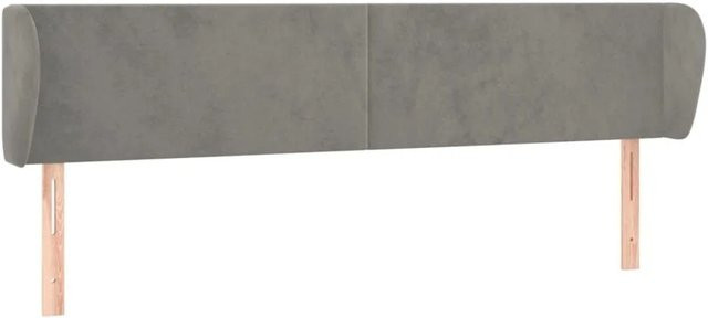 vidaXL Kopfteil mit Ohren in Hellgrau aus Samt, B: 203 cm, T: 23 cm, H: 78-88 cm - Bild 1