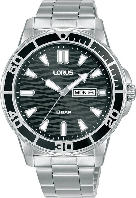 Lorus Armbanduhr, Quarz, Edelstahl, Schwarz, 42 mm, Herren - Bild 1