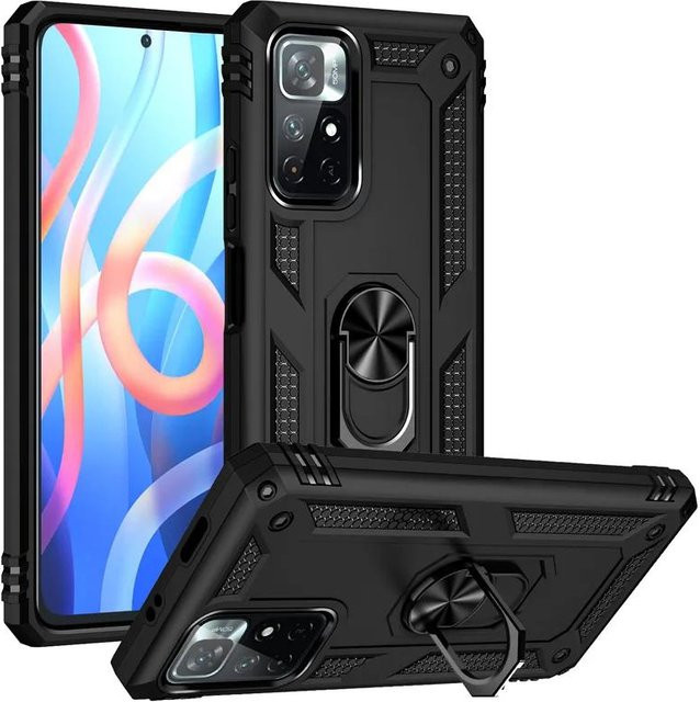 Stoßfeste Rüstung Bumper Case mit Metallring für Xiaomi Redmi Note Serie in Schwarz - Bild 1
