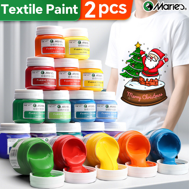 Marie's Stofffarbe Set mit 2 Flaschen für Kleidung und DIY-Projekte, 2 x 50 ml, Multicolor - Bild 1