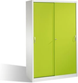 C+P Aktenschrank Acurado mit Schiebetüren, 5 Ordnerhöhen, Farbe: Front Viridgrün, Korpus Lichtgrau, H x B x T: 195 x 120 x 50 cm - Bild 1