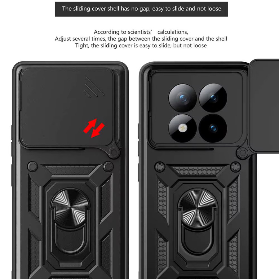 Stoßfeste Panzerhülle mit Autohalterung und Kameraobjektivschutz für Redmi Note 15 Pro sowie Redmi Note 15 4G 5G in Schwarz von CYYWN - Bild 2